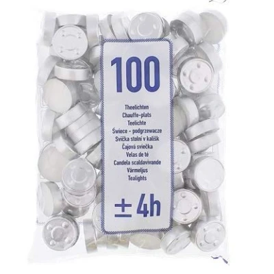 Image de Lot de 100 bougies chauffe plat Durée combustion : environ 4 heures par bougie Blanc