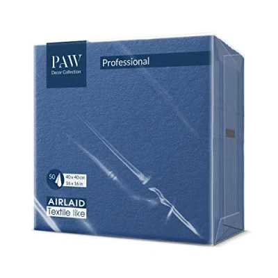 Image de PAW Serviettes Airlaid (40 x 40 cm) I 50 pièces Unicolore Semblable à du tissu Élégante décoration de table HoReCa Pour les occasions comme mariages, fêtes Color: Dark Blue