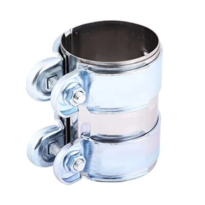 Image de Qiilu Raccord de Tuyau En Acier Inoxydable Turbo D&#039;échappement Bande Pince Silencieux Catback Pipe Connecteur W/Boulons(2.5&#039;&#039;)