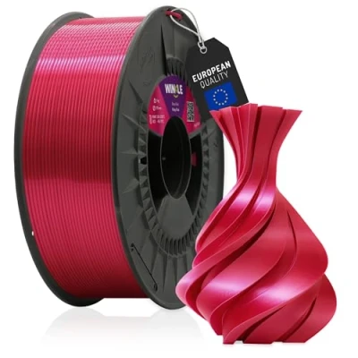 Image de WINKLE Filament PLA Silk (Seda) rose rubis pour imprimante 3D 1,75 mm 300 g Finition douce et soyeuse Précision dimensionnelle Bobine de