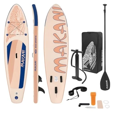 Image de ECD Germany Planche de Stand Up, Paddle Gonflable Makani, 320x80x15 cm, Abricot, PVC, jusqu&#039;à 120kg, Surf, Pompe Sac Transport Accessoires, à Pagaie Sup Board, Différents Modèles