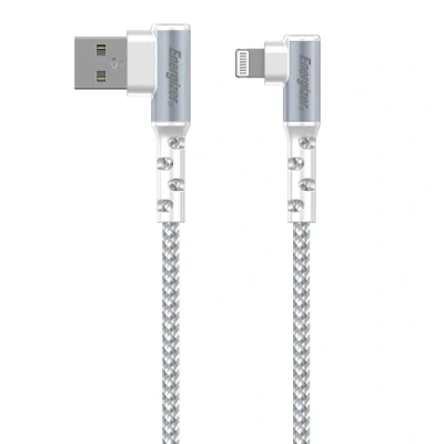 Image de Energizer Câble Lightning Coudé à 90 Extra long (2 m) En Nylon Tressé Idéal pour les Gamers Blanc