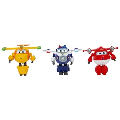 Image de Super Wings Saison 4 Figurines Robots Transformables du Dessin Animé Jett SC/Paul SC/Bucky, Jouet Enfant 3 5 6 7 8 Ans Garcon Fille(Pack de 12 cm)