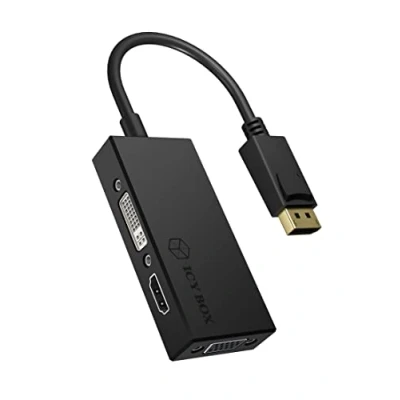 Image de ICY BOX IB AC1031 DisplayPort DVI D + VGA (D Sub) HDMI Noir Neuf