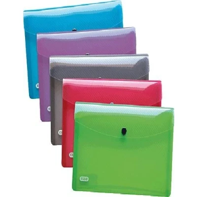 Image de Paquet de 5 enveloppes à pression en polypropylène HAWAÏ pour format A5, coloris assortis