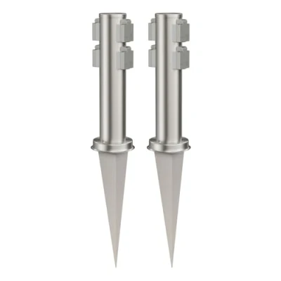 Image de ledscom.de 2 pièces Colonne de Prises Jardin PORU avec Piquet pour l&#039;extérieur, 4X, Acier Inoxydable, Rond, 38cm