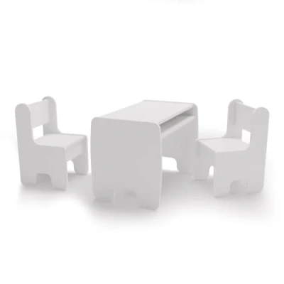 Image de KOBI Ensemble Table + 2 chaises pour Chambre d&#039;enfant Enfants Filles et garçons Tableau de Peinture des (Table Blanc)