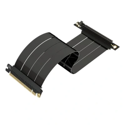Image de LINKUP AVA5 Câble Riser PCIe 5.0 Futur prêt avec Support GPU Gen 5 Vitesse x16 128Go/s Compatible 4.0 &amp; WRX80/WRX90E Angle Droit, Noir 30cm