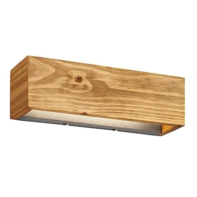 Image de TRIO, Applique, Brad incl. 1 x LED,SMD,13,5 Watt,3000K,1500 Lm. Corps: bois naturel, couleur de L:37,0cm, H:11,0cm, P:11,0cm Point lumineux en haut et b