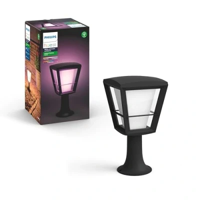 Image de Philips Hue White &amp; Color Ambiance ECONIC Borne extérieure, Noire, fonctionne avec Alexa, Google Assistant et Apple Homekit