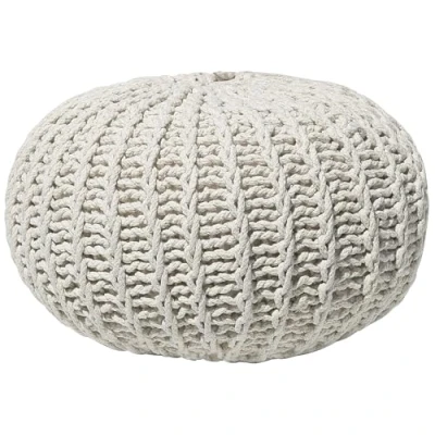 Image de Pouf Rond en Coton Beige à Billes de Polystyrène Accessoire d&#039;Intérieur Conrad