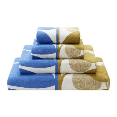 Image de Orla Kiely Serviettes de bain en forme tige fleurie Duo, fauve bleu, taille : serviette toilette, 50 x 90 cm