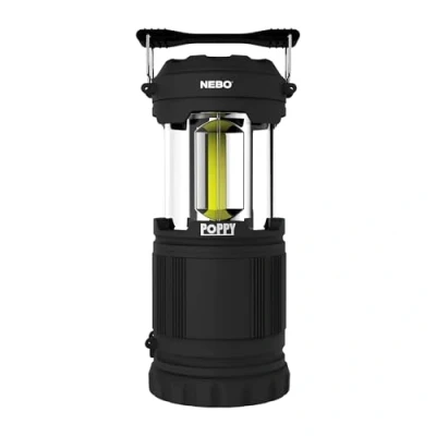 Image de NEBO Poppy lanterne de camping double 360 et lampe poche 300 lumens alimentée par piles, jusqu&#039;à 18 heures d&#039;autonomie, poignée réglable, résistante à l&#039;eau aux chocs, torche