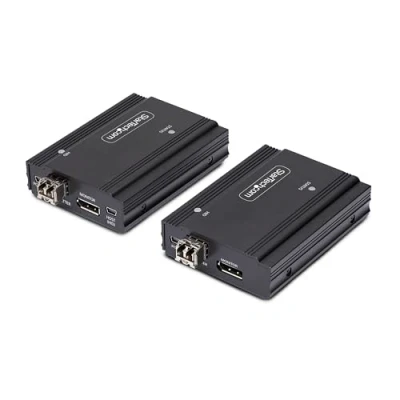 Image de StarTech.com Extendeur KVM DisplayPort sur Fibre Optique, 4K 60Hz, Kit d&#039;Extension de Console, Jusqu&#039;à 300m (Multi Mode) avec Modules SFP+ Pré Installés, 3X USB HID