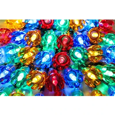 Image de Christmas Concepts® 20 guirlandes lumineuses LED rétro multicolores de 2 m Guirlande lumineuse Noël statique à piles avec fil plomb 30 cm