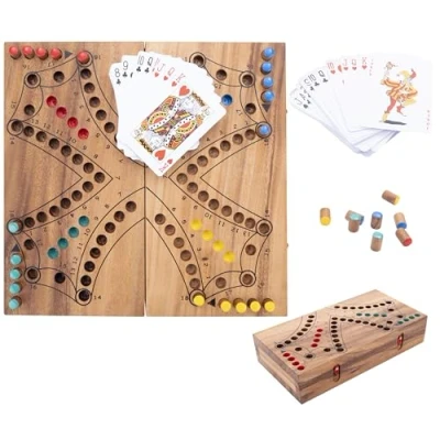 Image de jeu de tock en bois 4 joueurs ecologique société traditionnel canadien parcours 2 à 350261
