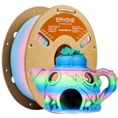 Image de filament multicolore dégradé mat ERYONE 1,75 mm, pour imprimante 3D PLA, +/ 0,03 1 kg (2,2 lb)/bobine, rose mat, vert et bleu