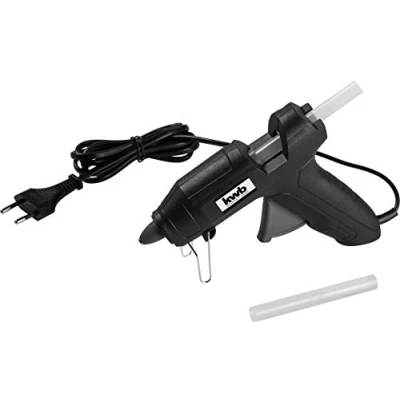 Image de kwb pistolet à colle 11 mm avec bâtons de colle, pour le bricolage, bureau, etc., 20 watts, temps chauffe 3 5 min, max. 195 C, testé TÜV / GS