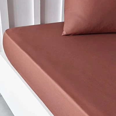 Image de TODAY Essential Drap Housse 160X200 cm 2 Personnes 100% Coton Uni, Terracotta