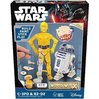 Image de Wood Worx Star Wars C 3PO et R2 D2 Jeu de Construction Créatif pour Enfants à Partir 8 Ans Pièces en Bois Maquettes 3D 5 7 Joueurs