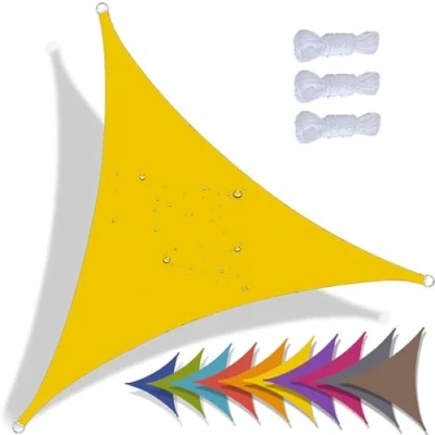 Image de QIAQ Voile D&#039;ombrage Triangulaire Toile Ombrage Imperméable Protection 95% UV pour Patio Jardin, Terrasse,Extérieur, Balcon (2x2x2m,Jaune)