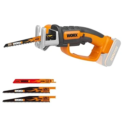 Image de WORX Scie Sabre sans Fil 20V Multimatériaux Coupe le Bois et l&#039;Acier Course de 16mm Compacte Légère Avec 3 Lames Livrée Batterie ni Chargeur WG894E.9