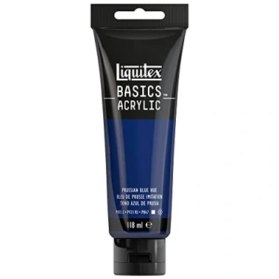 Image de Liquitex 8870066 Basics peinture acrylique, artistique monopigmentée, résistante à la lumière, qualité archive, finition satinée, tube De 118 ml Bleu Prusse Imitation