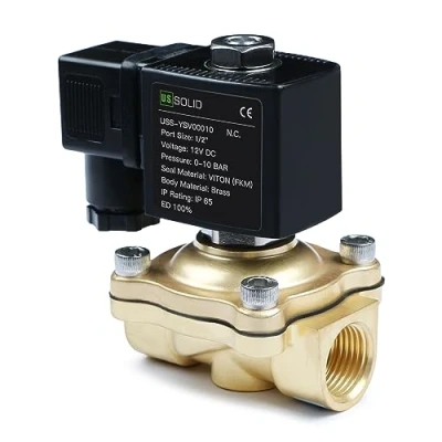 Image de U.S. Solid Solenoid Valve magnétique en laiton G 1/2&quot; 12 V CC fermé sans courant NC 0 10 bar d&#039;eau électrique pour eau, air, diesel, kérosène essence