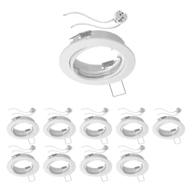 Image de ledscom.de 10 pièces cadre d&#039;encastrement pour plafond FERE blanc mat pivotant (LED/halogène/MR16/50mm) incl. douille GU5.3