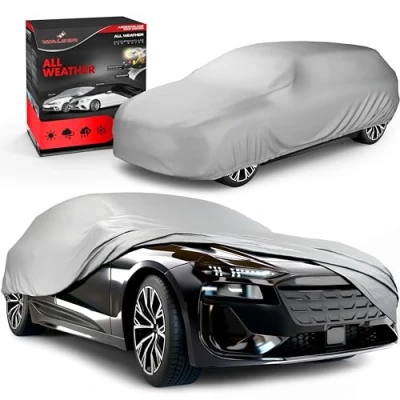 Image de WALSER Bâche de Protection pour Voiture All Weather Basic, 100% imperméable, Housse Complet Combi Taille M Argent