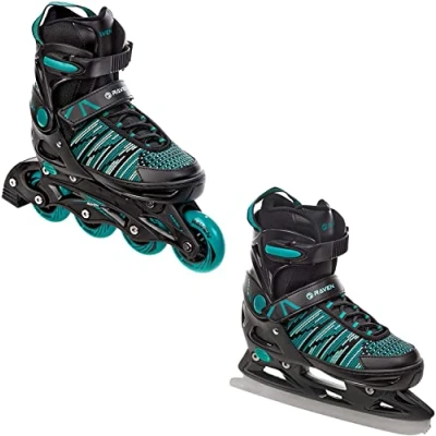 Image de Roller en Ligne Vella + Patin à Glace du 40 au 43 Adulte Enfant Noir Mixte Taille Ajustable Raven modifiable