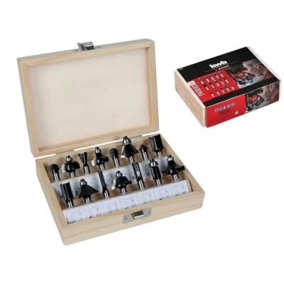 Image de Kwb by Einhell Fraises pour Défonceuses (15 pièces, diamètre de tige 8 mm, dans un coffret en bois)