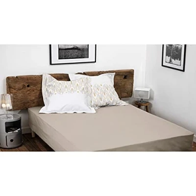 Image de HOME LINGE PASSION, Drap Housse Bleu Fonce 90x190 +30 cm 100% Coton 57 Fils (Label Oeko TEX)