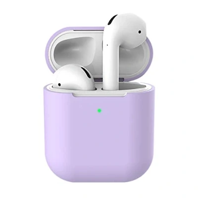 Image de Coque en Silicone pour Apple Airpods 2 &amp; 1, Molylove Case Protection Antichoc [Face Avant Visible] (Violet Clair)