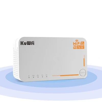Image de KuWFi Routeur 5G, WiFi 6 SIM Dual Band Portable, Box 5G AX3600Mbps, Mobile Modem Débit, 32 Appareils, Hotspot Avec Port Ethernet, Batterie Rechargeable 4000mAh