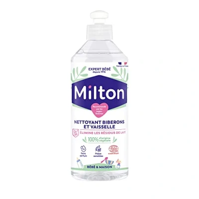 Image de MILTON Liquide Nettoyant pour Biberon, tétines, accessoires de Bebe et vaisselle Hypoallergénique Formule 100% biodégradable Testé Dermatologiquement 500 ml