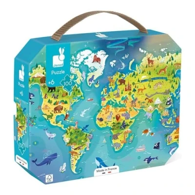 Image de Janod Puzzel DE Wereld Puzzle pour enfants, Taille: One Size, Multi coloured