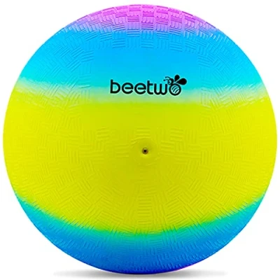 Image de Beetwo Bouncy Balle de jeu en PVC Pour enfants Multicolore Arc ciel Ballon football l&#039;intérieur et l&#039;extérieur 20 cm Bleu jaune Jaune.