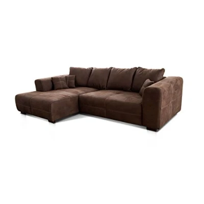 Image de CAVADORE Mavericco Canapé d&#039;angle, Microfibre, Florence Marron foncé, Brun foncé