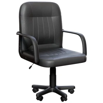 Image de Vida Designs Chaise de Bureau, Simili Cuir Acier allié Nylon, Noir, H (81 91) x W 60 D cm Approx