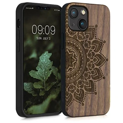 Image de kwmobile Housse Compatible avec Apple iPhone 13 Mini Coque Étui de Protection Rigide Antichoc Cadre en TPU Brun foncé