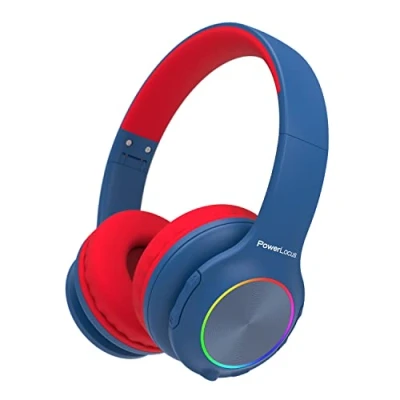 Image de Casque Bluetooth Sans Fil pour Enfants, PowerLocus Casques Enfant avec Lumières LED, HD Stéréo, USB C Recharge Rapide, Micro intégré, Pliable, SD mode et Filaire iPhone/Tablettes/TV