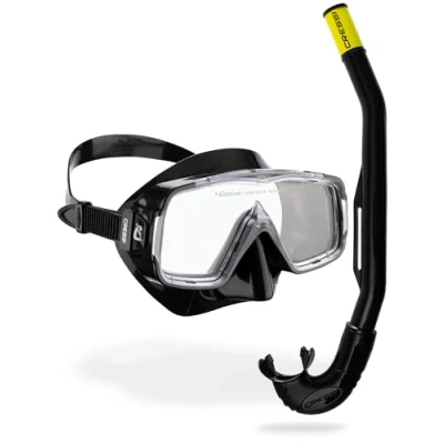 Image de CRESSI Sirena &amp; Island 2.0 Black/Black Ensemble de Snorkeling Masque + Tuba 2.0, Noir/Noir, Taille Unique, Unisex