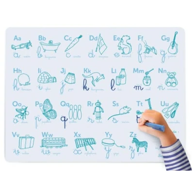 Image de SUPER PETIT Abécédaire 100% Silicone Jeu éducatif pour Enfant +3 Ans Apprendre l&#039;alphabet et écriture Cursive Maternelle CP méthode Montessori effacable reutilisable Set 40x30 cm