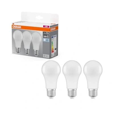 Image de OSRAM Lot de 3 Ampoules LED E27 standard dépolie 10,5 W équivalent à 75 blanc froid