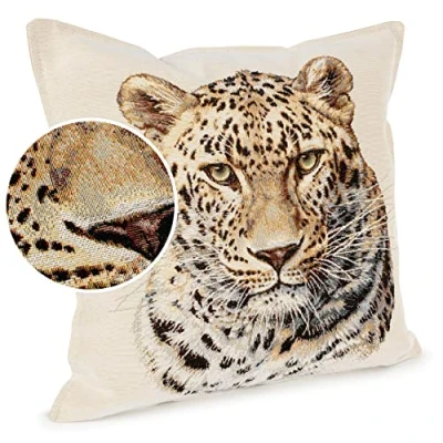 Image de ANRO Housse de coussin décorative pour canapé 45 x cm Sans rembourrage Léopard RG5267
