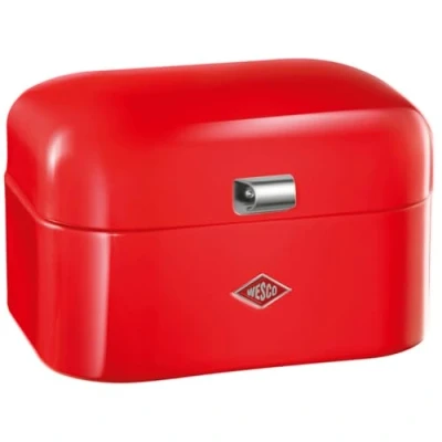 Image de WESCO Boîte à pain Single Grandy de couleur rouge, tôle d&#039;acier revêtue par pulvérisation, trous d&#039;aération et poignée stable, 22 x 26,8 17,5 cm