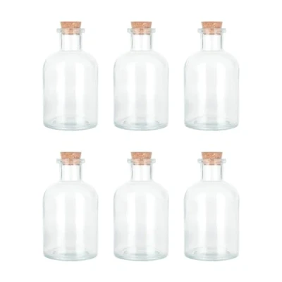Image de Magic Season Bouteilles en Verre Décoratives avec Bouchons Liège (150 ml Rondes / 6 Pièces)