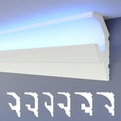 Image de HEXIMO LED moulures 2en1, éclairage indirect de plafond XPS polystyrène (30,6 mètres HLED 19)