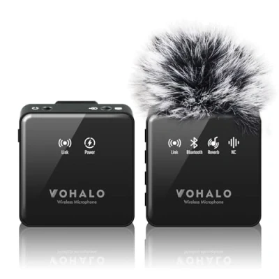 Image de VOHALO Microphone de Lavalier sans fil avec monitoring en temps réel Audio Ducking accompagnement réverbération sourdine annulation du bruit Micro Bluetooth pour iPhone iPad Android Phone PC